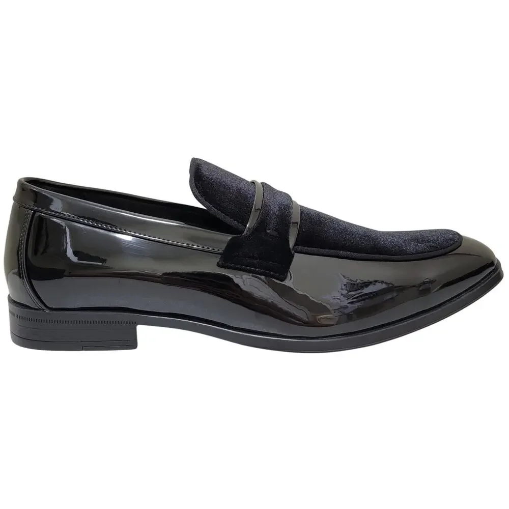 Stacy Adams Men Spratley Slip On Moc Toe Loafers Size US 11M Black Velour/Patent